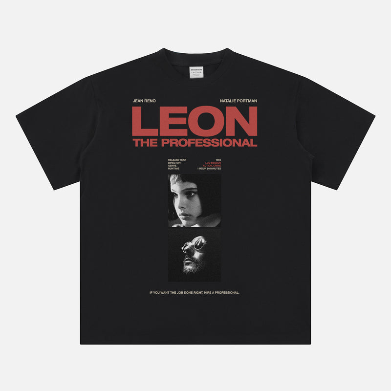 Black streetwear-style Leon the Professional vintage 90's movie graphic tee shirt