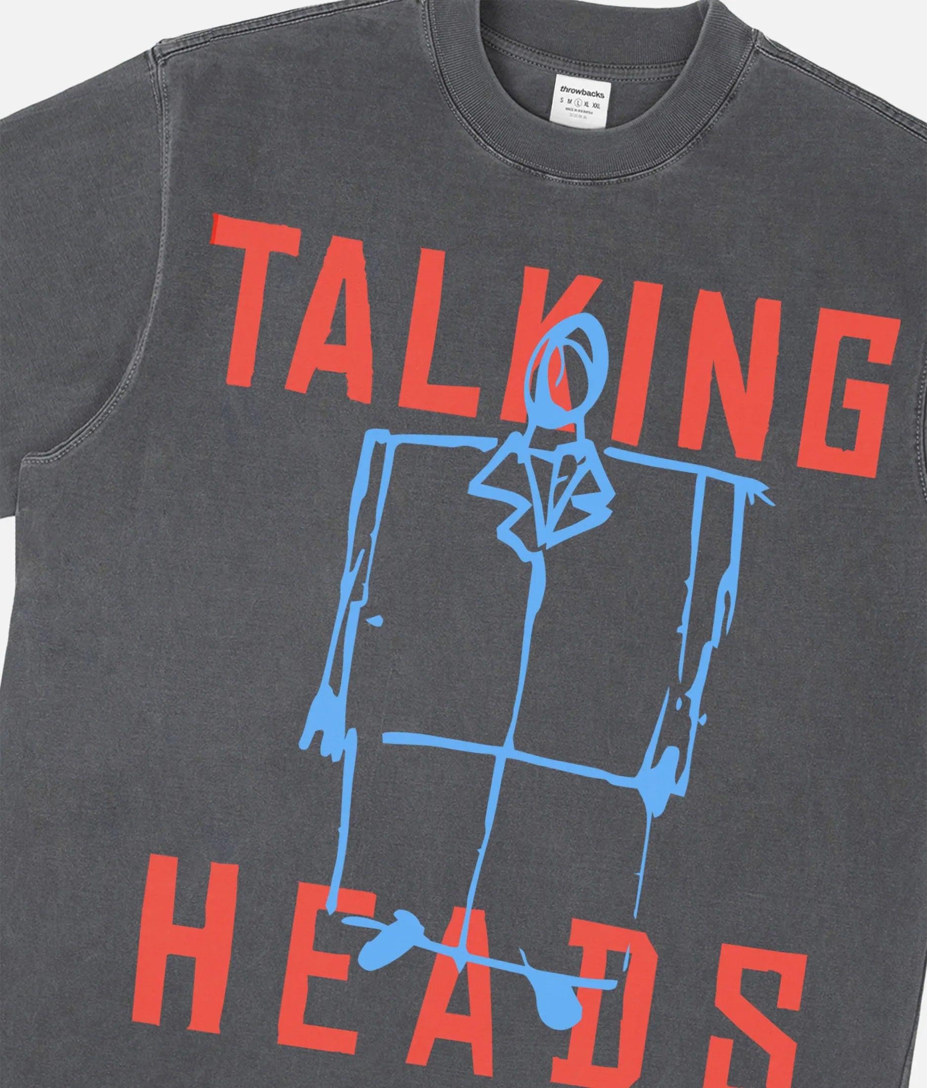Retro Talking Heads band t-shirt, vintage 80s music graphic tee with david byrne suit art sketch apparel