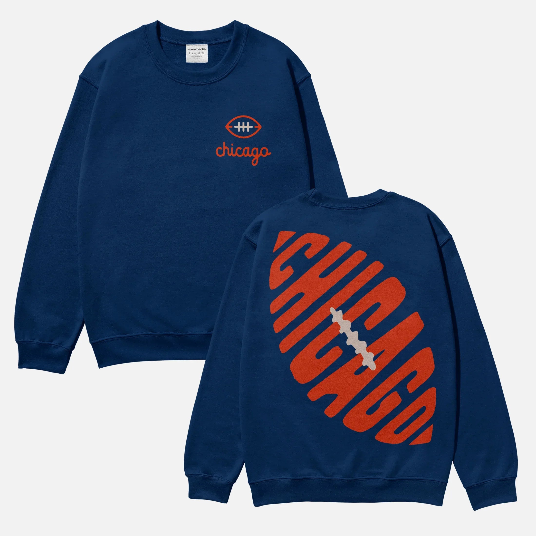 Cute retro heavyweight Chicago Bears sweatshirt, navy vintage bears football crewneck with front and back print