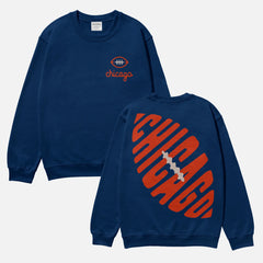 Cute retro heavyweight Chicago Bears sweatshirt, navy vintage bears football crewneck with front and back print