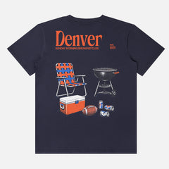 Funny vintage Denver Broncos NFL football fan tailgate t-shirt with retro beer and bbq pit