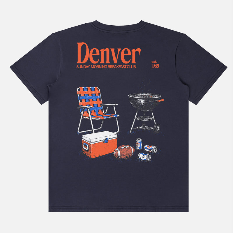 Funny vintage Denver Broncos NFL football fan tailgate t-shirt with retro beer and bbq pit