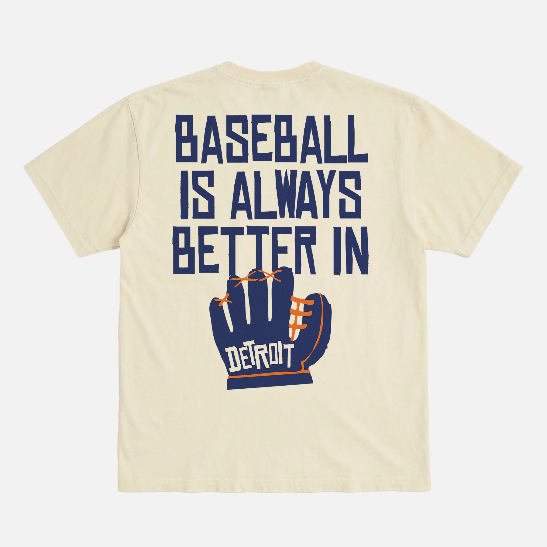 Vintage Off White Detroit Tigers Baseball T-shirt with front and back print on  a unisex comfort colors graphic tee for sale at Throwbacks