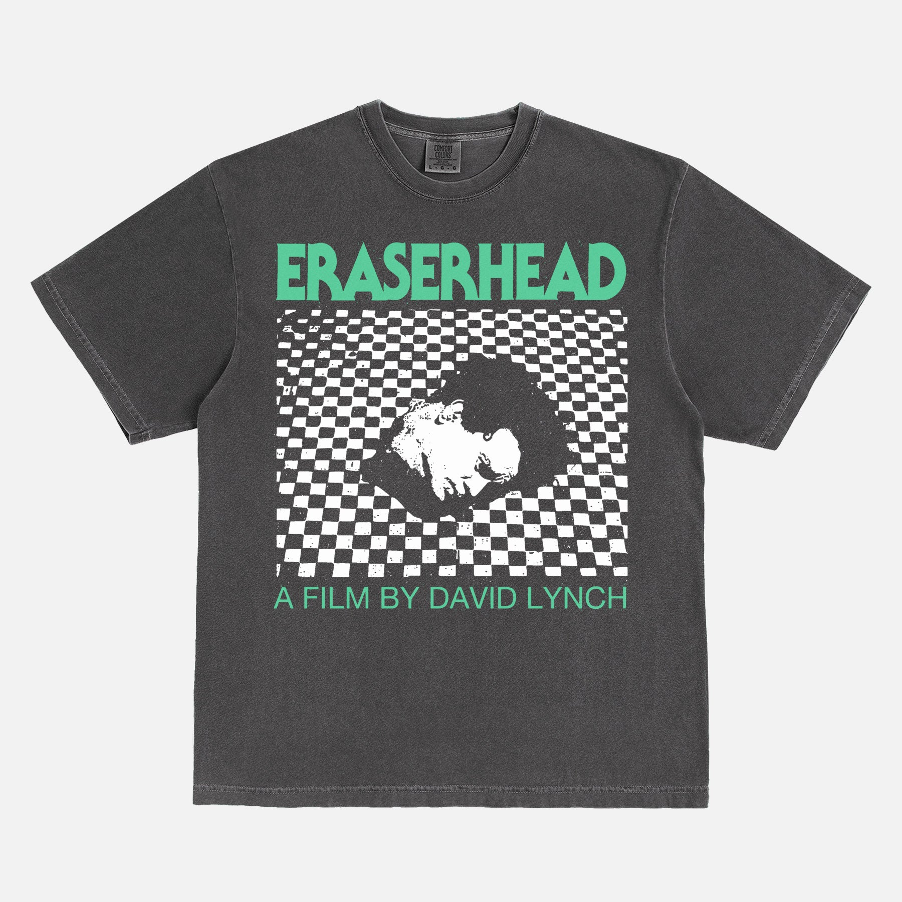 Heavyweight washed black Eraserhead graphic t-shirt for David Lynch movie fans