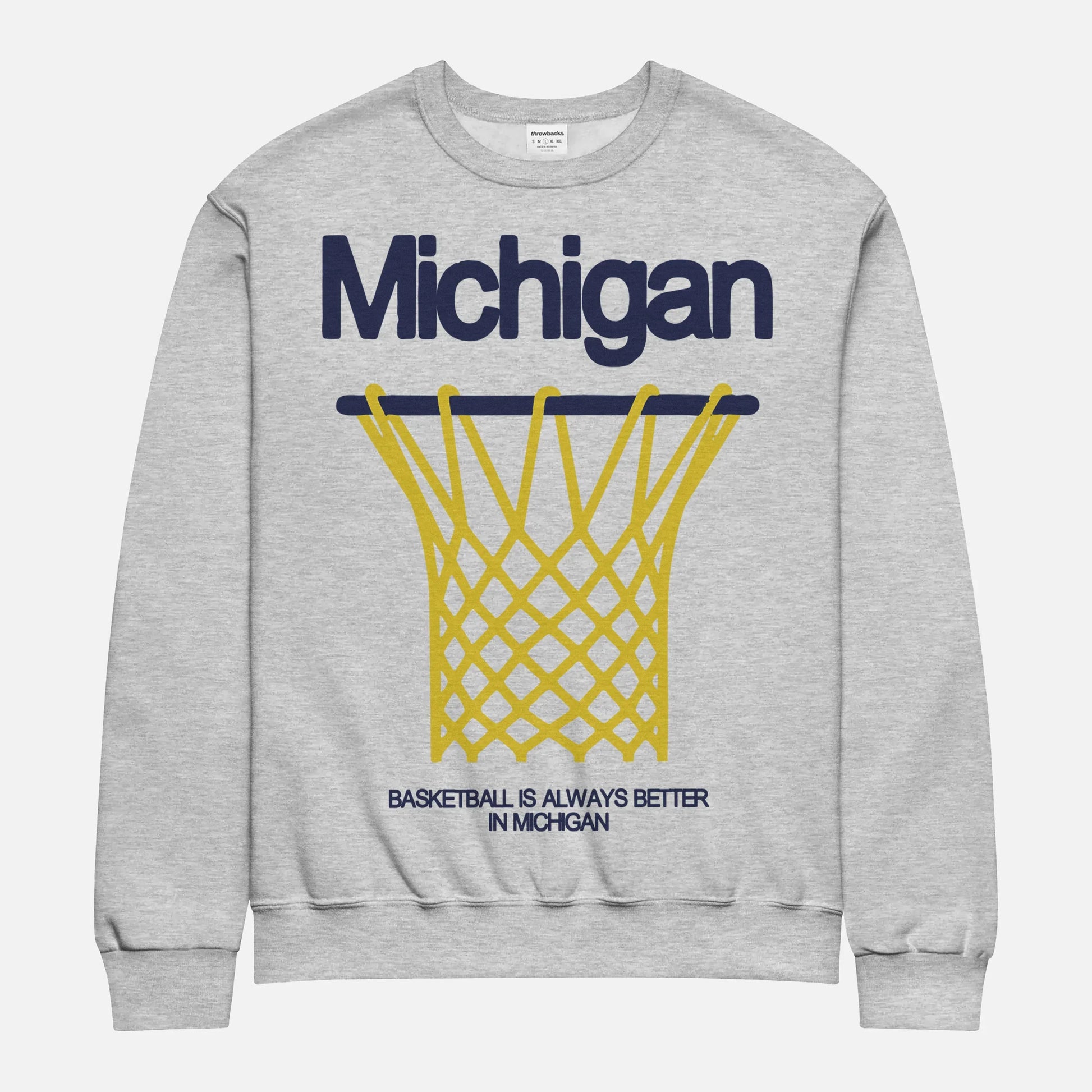 University of Michigan Wolverines basketball streetwear crewneck sweatshirt in athletic grey