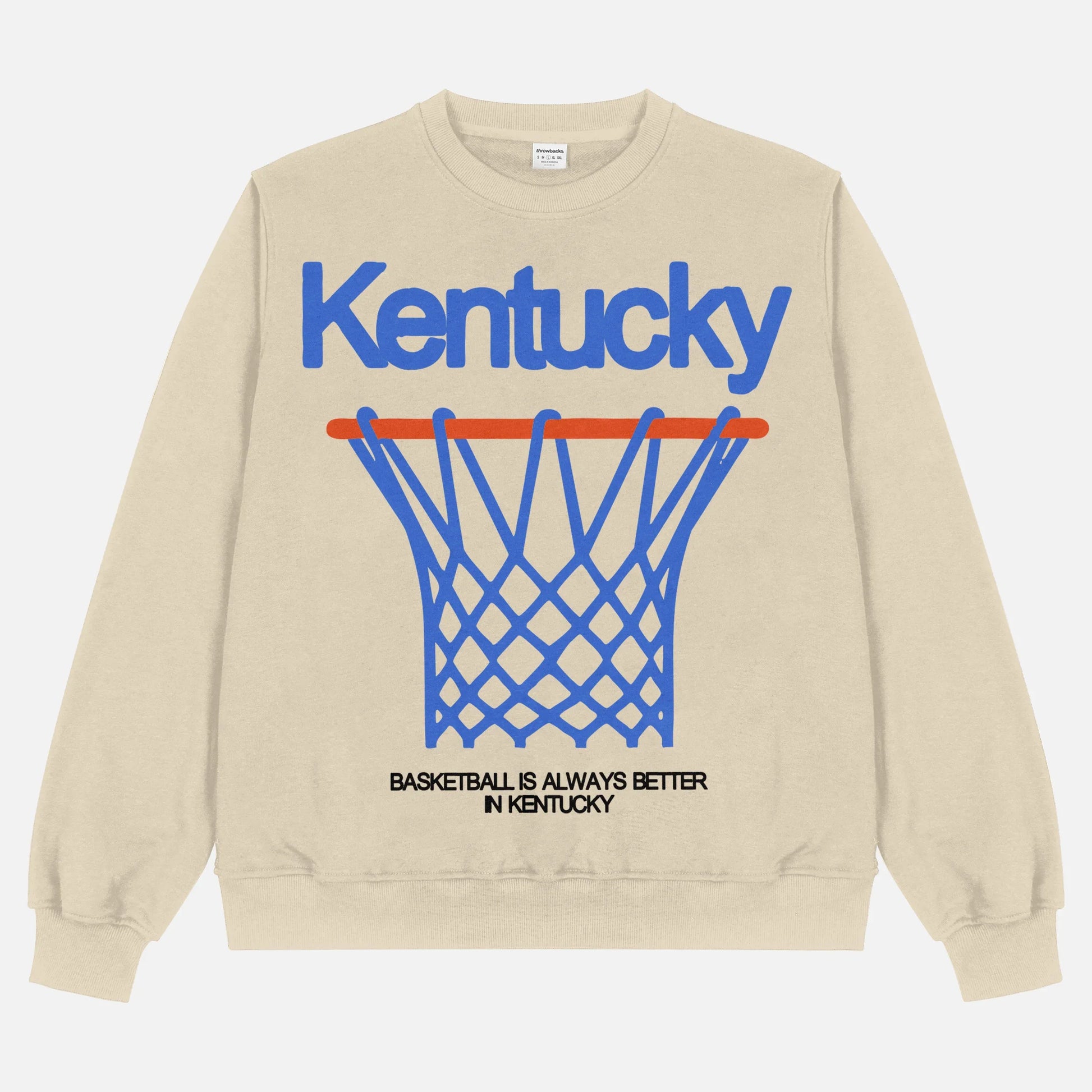 Old school University of Kentucky Wildcats streetwear basketball crewneck in heavyweight beige crewneck for men and women for sale at Throwbacks