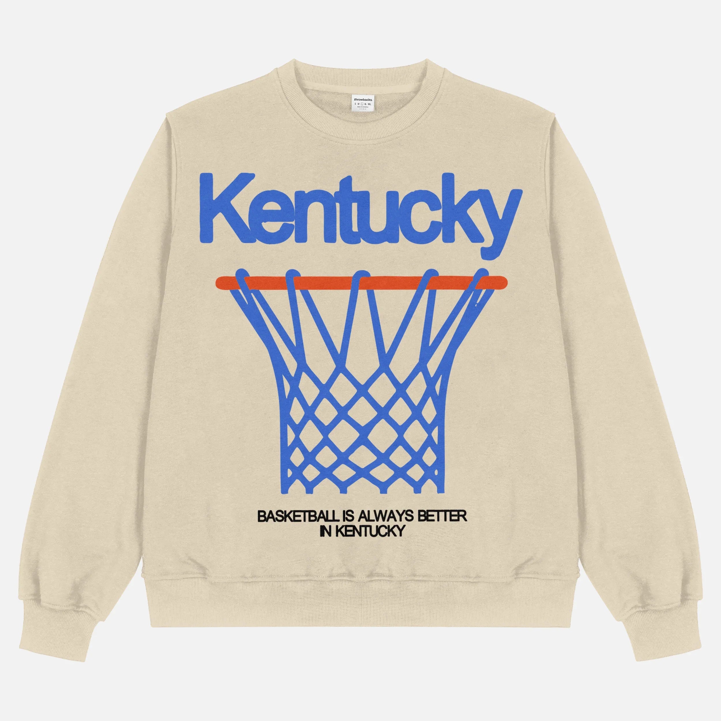 Old school University of Kentucky Wildcats streetwear basketball crewneck in heavyweight beige crewneck for men and women for sale at Throwbacks