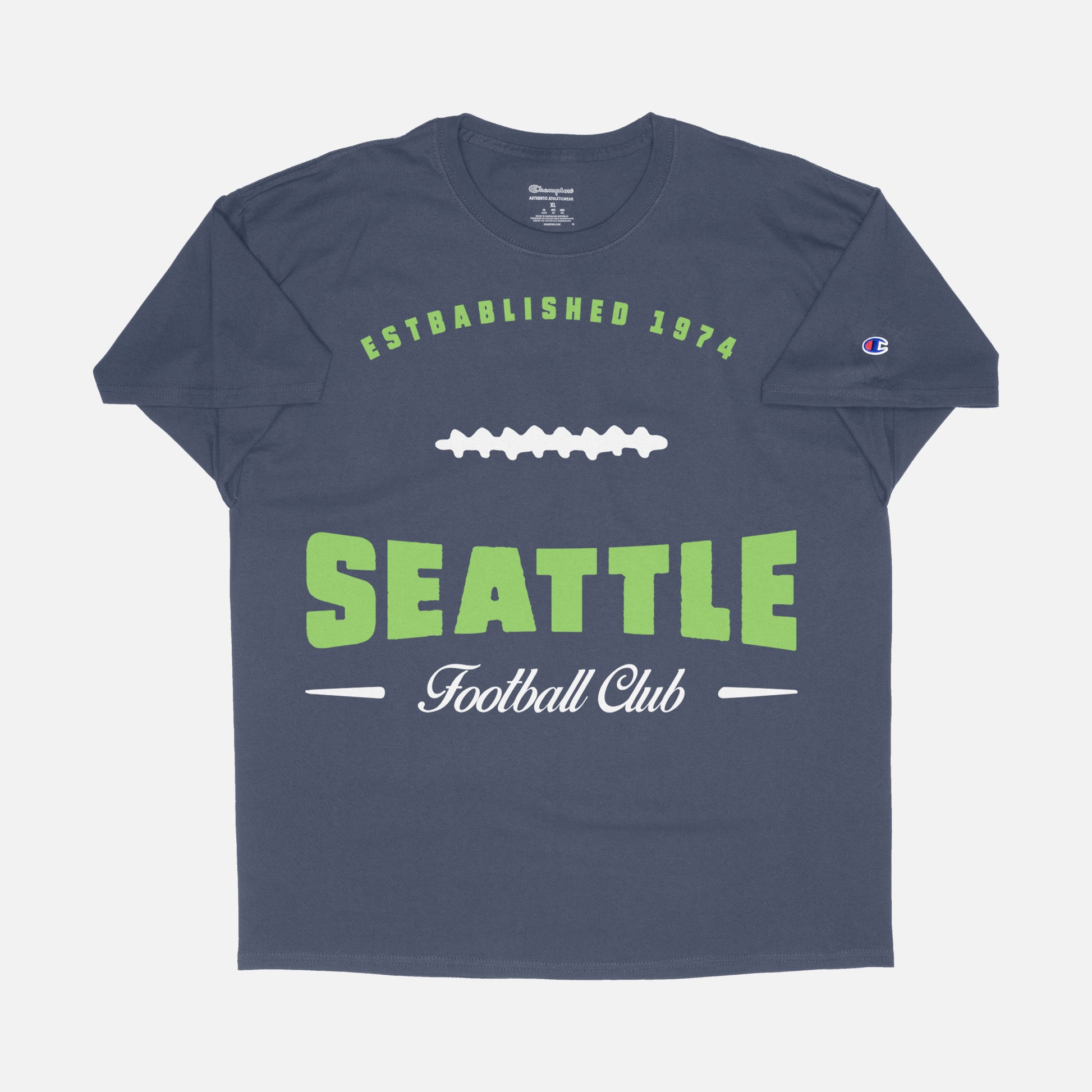 Retro Seattle Seahawks football fan graphic tee, vintage navy blue and lime green seattle football tailgate game day shirt