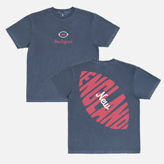 Unisex faded  navy, and red  oversized Comfort Colors New England Patriots football t-shirt with front and back print