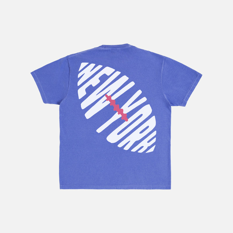 Vintage Comfort Colors faded blue New York Giants graphic t-shirt with custom NY football logo and oversized front and back print