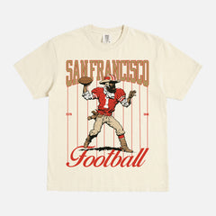 Vintage San Francisco 49ers NFL football graphic t-shirt with niners mascot on a unisex comfort colors tee