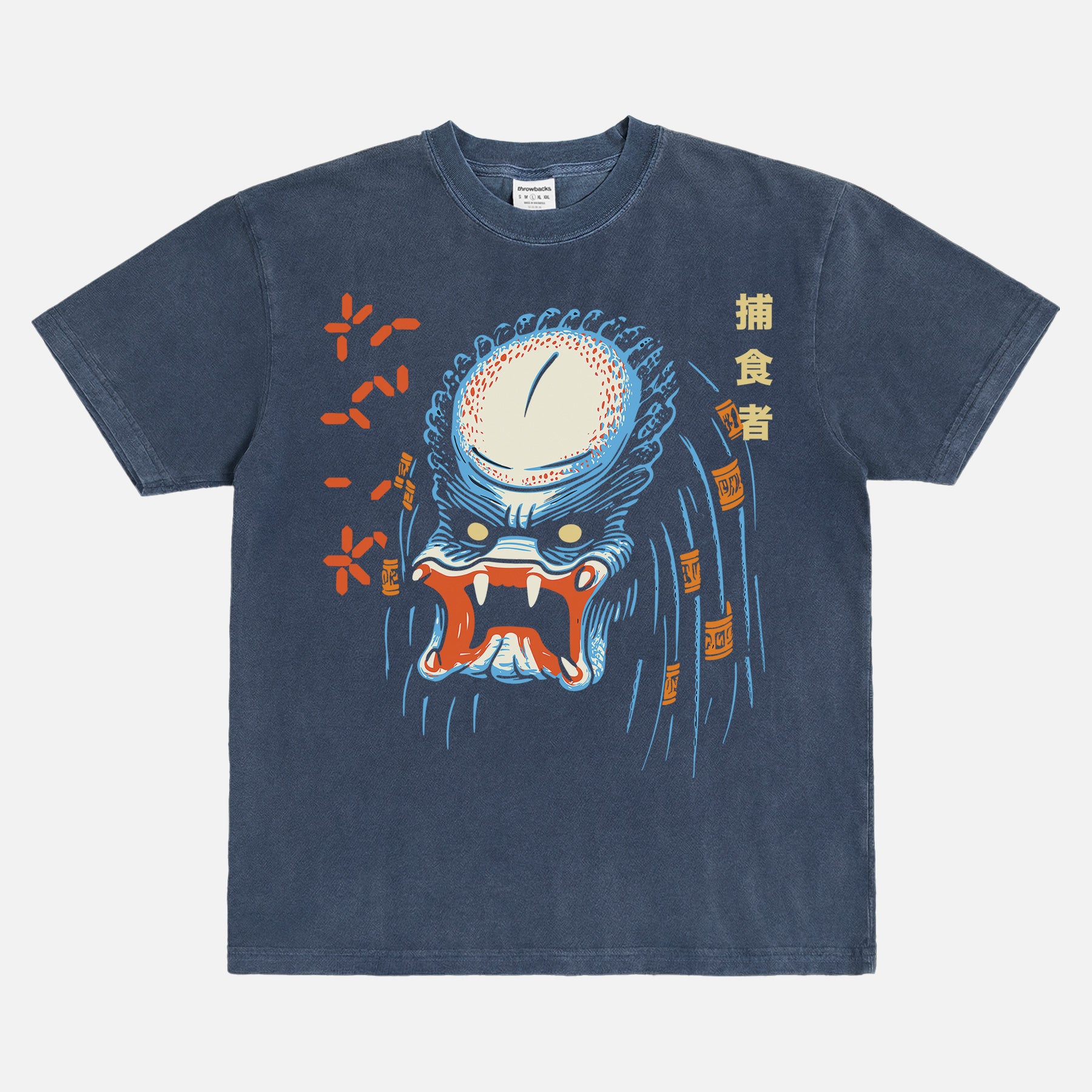Retro Predator movie graphic t-shirt, washed navy 80s sci-fi action movie graphic tee shirt for sale at throwbacks