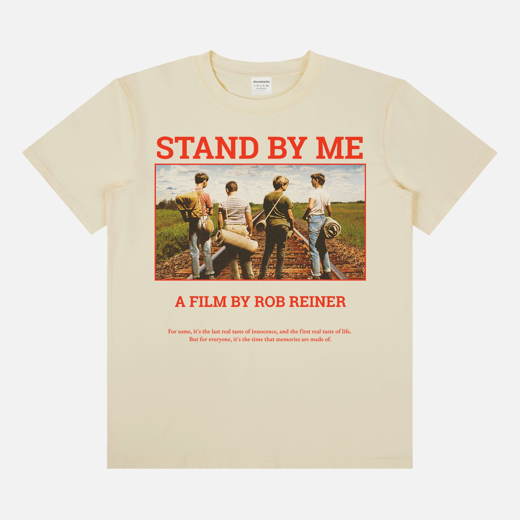 beige Stand by Me movie graphic t-shirt, retro 80s movie shirt 