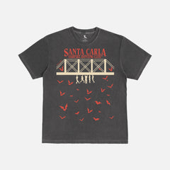 distressed black oversized the lost boys movie graphic tee with vintage illustration for sale at Throwbacks