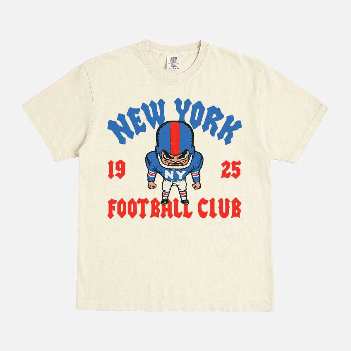 Throwback New York Giants streetwear t-shirt with modern vintage NY NFL football graphic