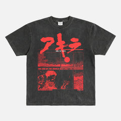 Akira graphic tee, grunge 80's manga anime faded black oversized heavyweight t-shirt