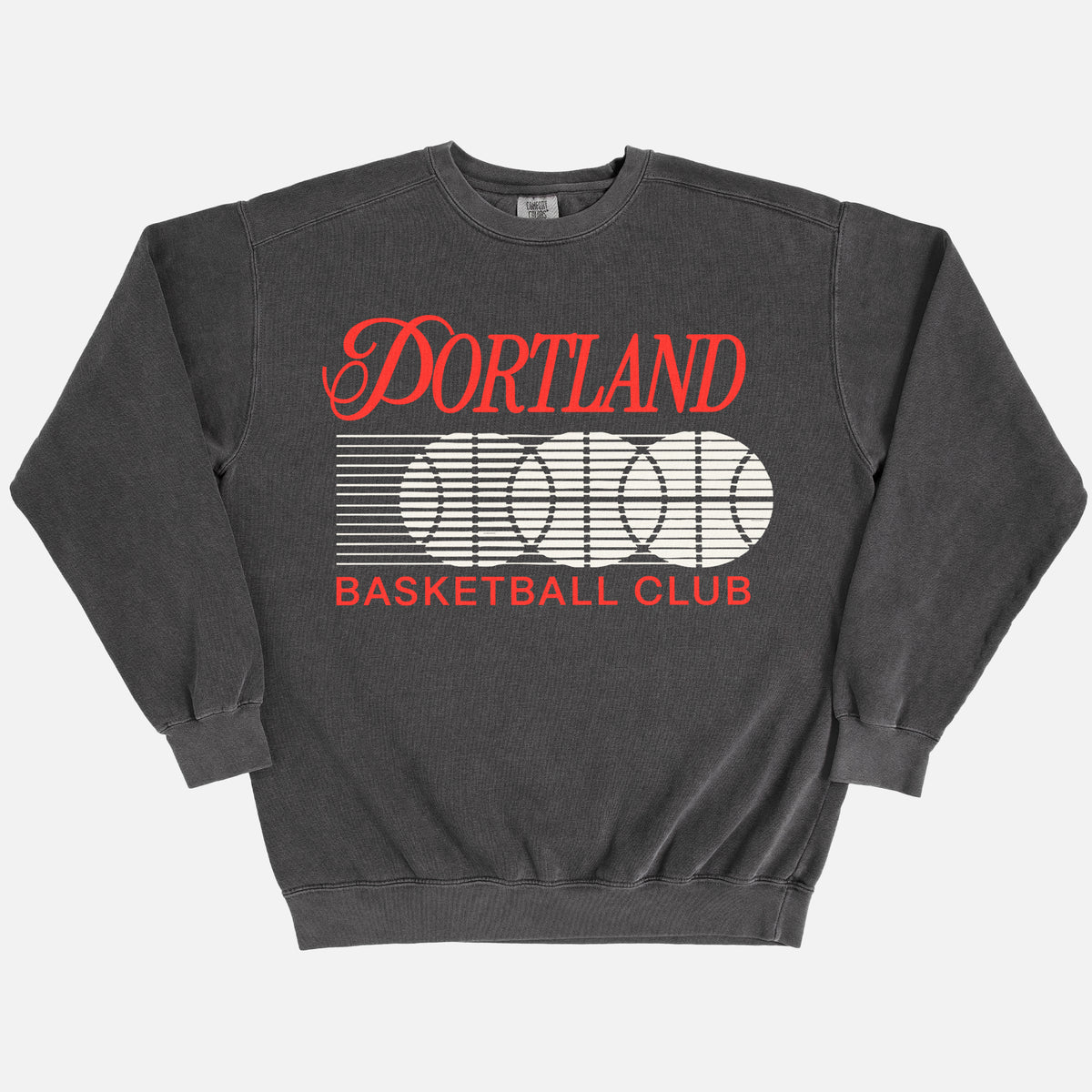 Retro 80s and 90s portland trailblazers streetwear heavyweight washed black comfort colors basketball crewneck sweatshirt