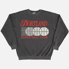 Retro 80s and 90s portland trailblazers streetwear heavyweight washed black comfort colors basketball crewneck sweatshirt