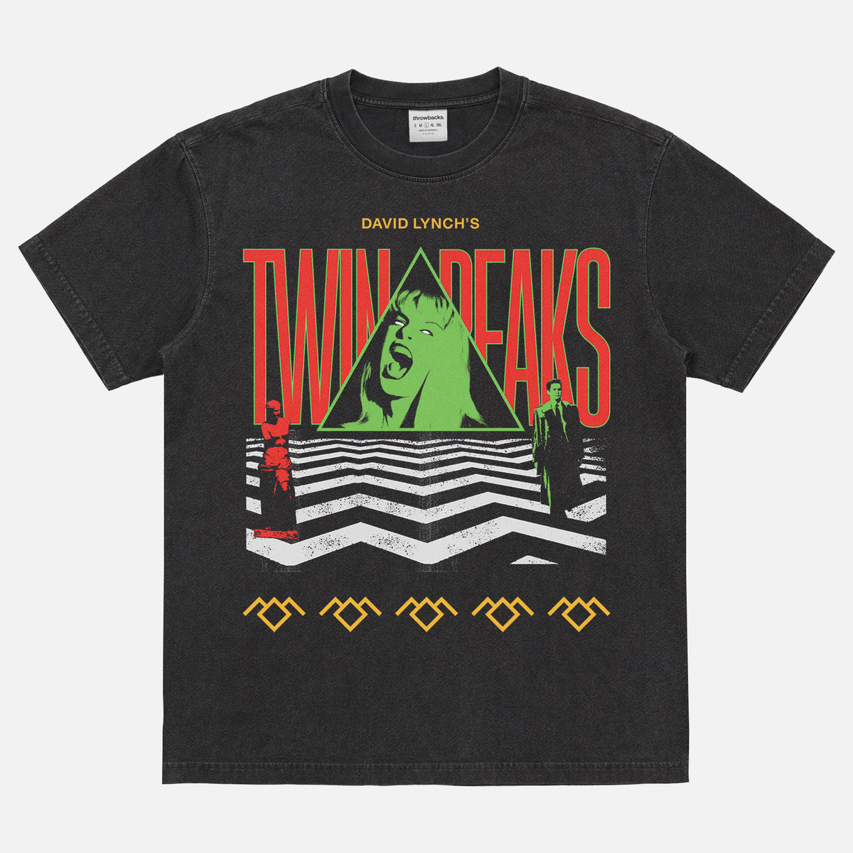 Washed black Twin Peaks graphic tee shirt for david lynch and fire walk with me movie and tv show fans
