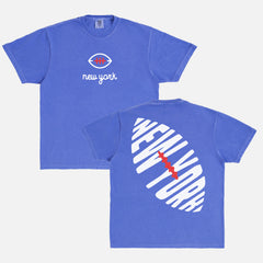 Vintage Comfort Colors faded blue New York Giants graphic t-shirt with custom NY football logo and oversized front and back print
