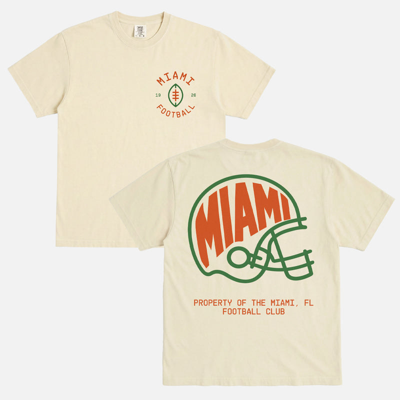 unisex off white miami hurricanes college football graphic t-shirt with custom logo and oversized back print