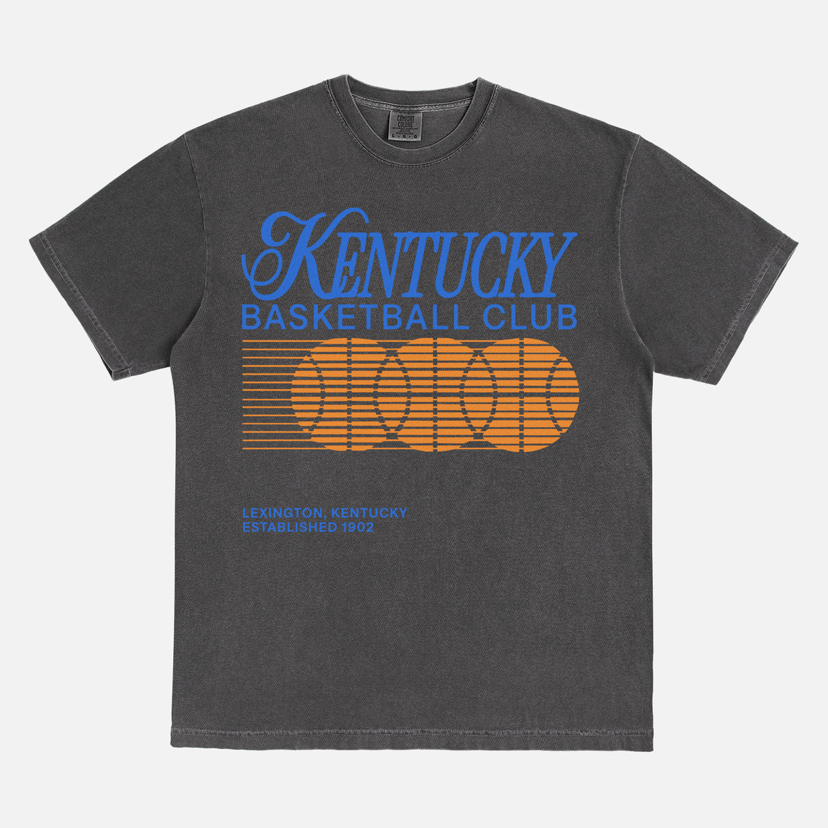 80s 90s Kentucky Wildcats t-shirt with throwback University of Kentucky college basketball graphic on a washed black comfort colors tee