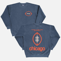 Cute throwback Chicago Bears heavyweight crewneck sweatshirt with front and back oversized print on a faded Comfort Colors sweater