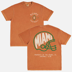 unisex faded orange miami hurricanes college football graphic t-shirt with custom logo and oversized back print