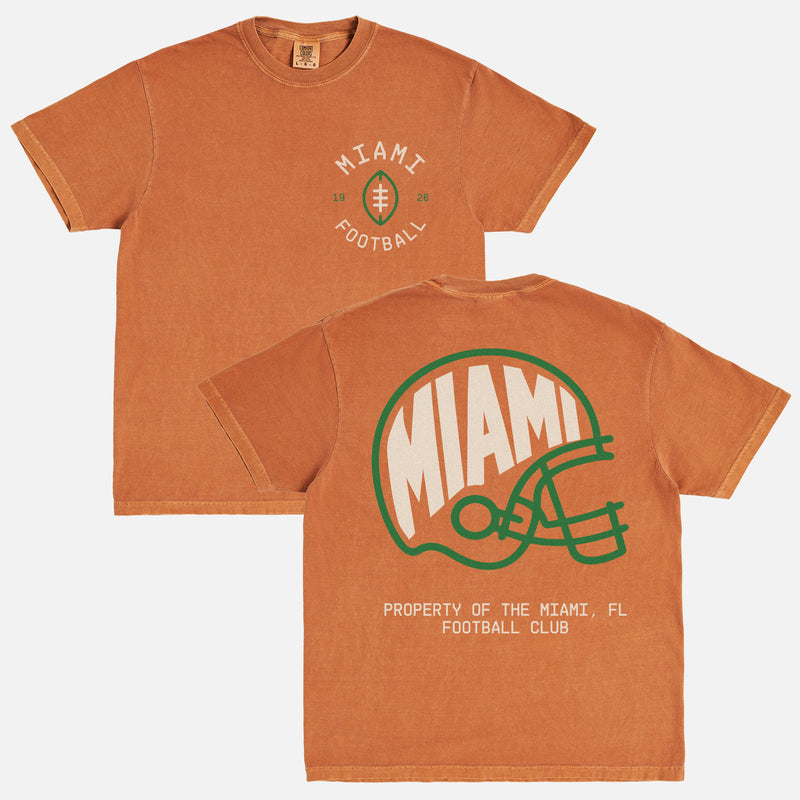 unisex faded orange miami hurricanes college football graphic t-shirt with custom logo and oversized back print