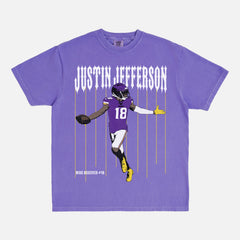 Faded Purple Justin Jefferson Bootleg Minnesota Vikings Graphic Tee Shirt