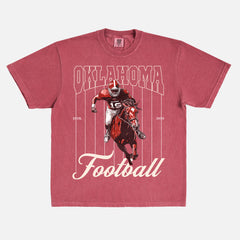 Vintage Oklahoma Sooners college football t-shirt with retro mascot pinstripes graphic on comfort colors graphic tee