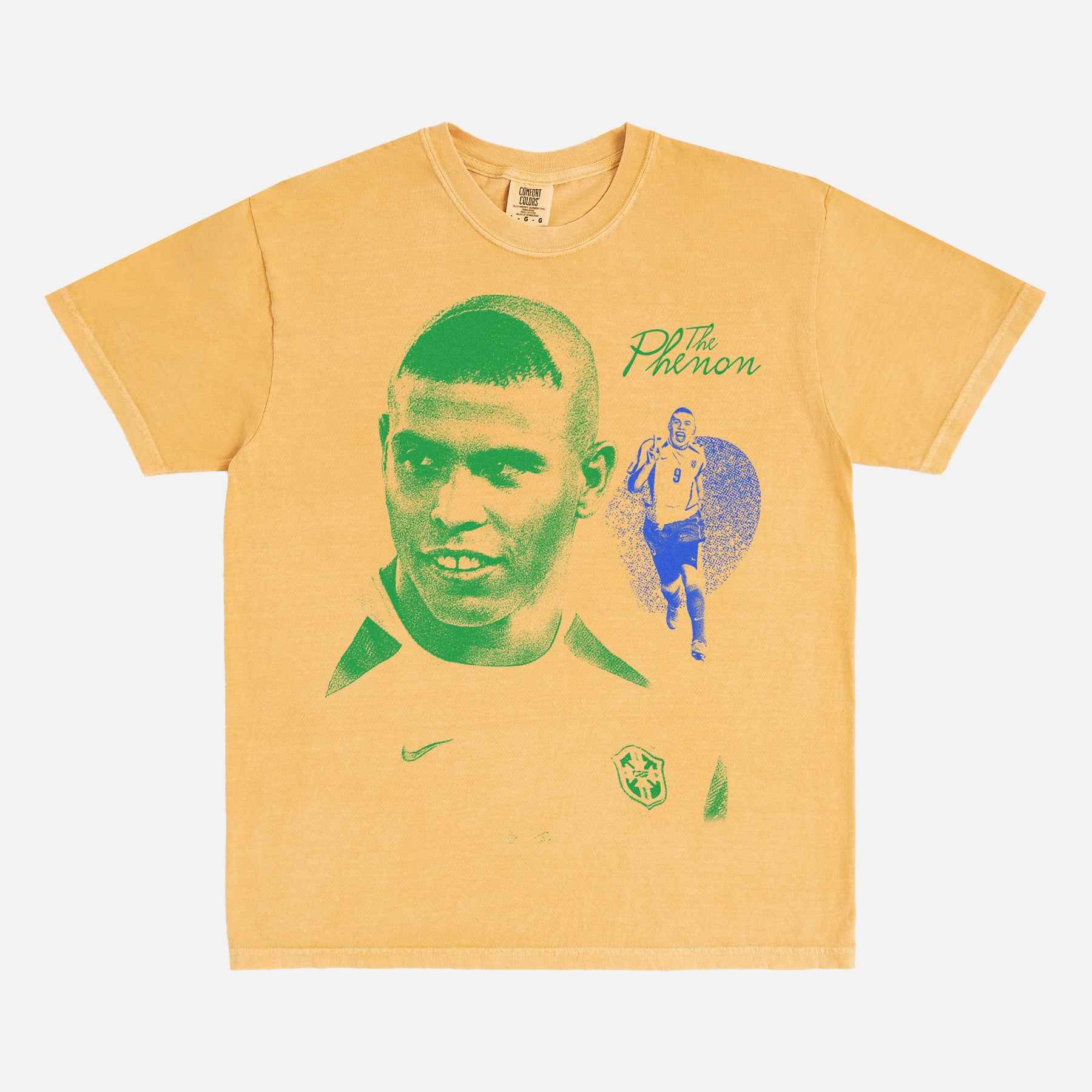 Ronaldo Brazilian Soccer Player t-shirt with bootleg streetwear graphic for brazil R9 football fans