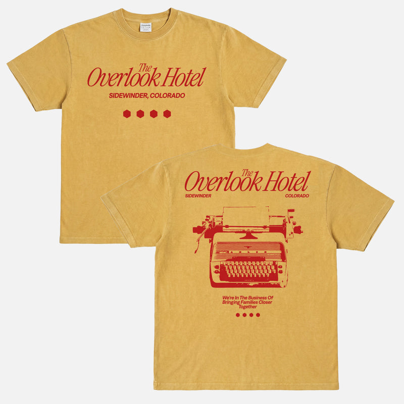The shining movie graphic tee with vintage The Overlook Hotel  Ad  on a unisex comfort colors t-shirt