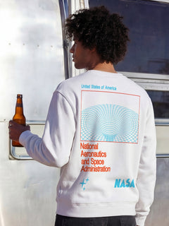 Cool NASA sweatshirt with front and back print, cute NASA wormhole crewneck for men and women for sale at Throwbacks