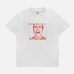 American Psycho Movie t-shirt, heavyweight drop shoulder Patrick Bateman grunge art graphic tee in light white and red