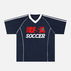 USA Y2K Shadow Stripe Collared Soccer Jersey