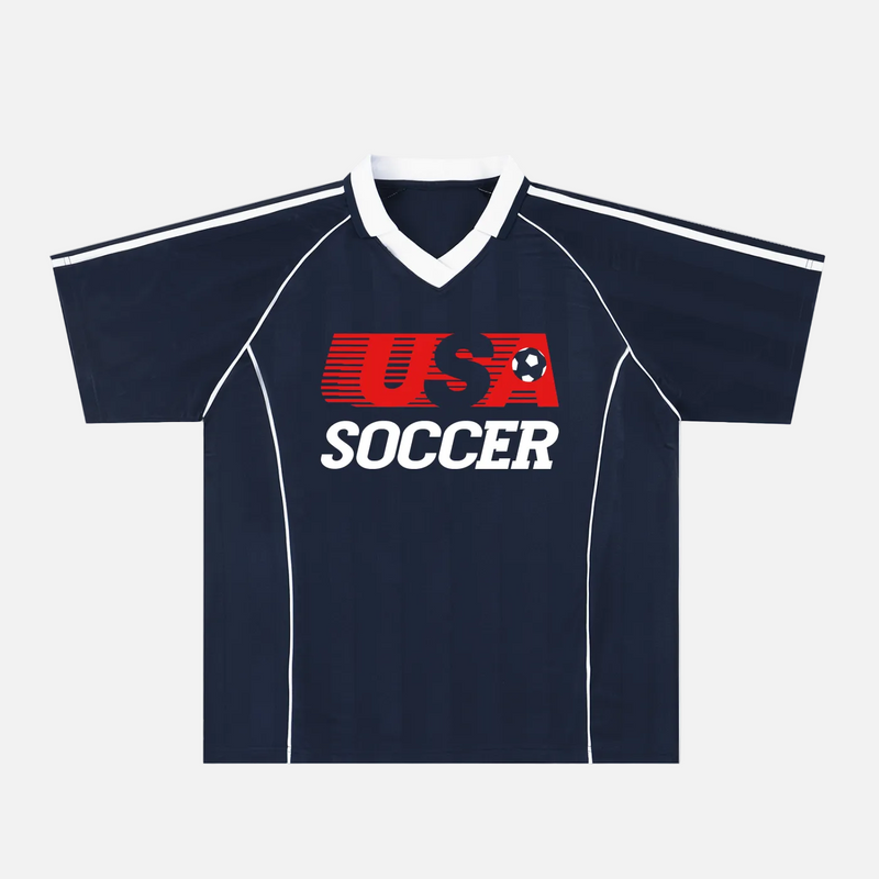USA Y2K Shadow Stripe Collared Soccer Jersey